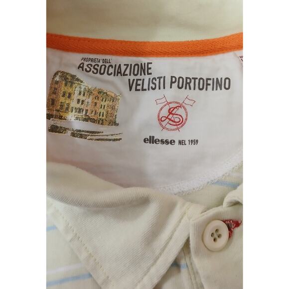 Ellesse Italia Portofino Polo Shirt L Men’s Striped Cotton Yachtycore Preppy EUC - Picture 7 of 10